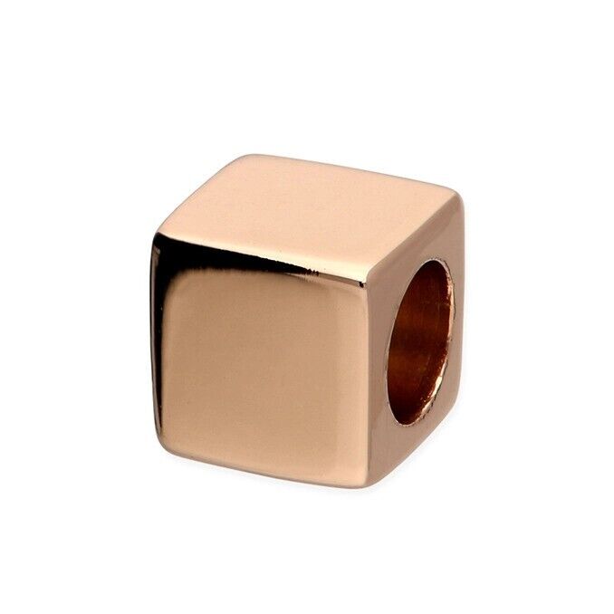 Small Rose Gold Thread-On Cube Pendant Solid 925 Sterling Silver