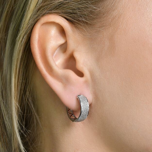18ct White Gold 0.55ct Diamond Hoop Earrings 19mm Diameter