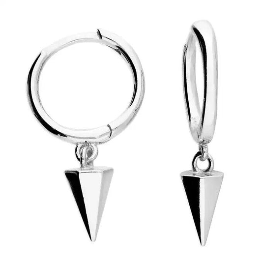 Men's Earring Hexagonal Spike Hinged Huggie Single Earring Solid 925 Silver