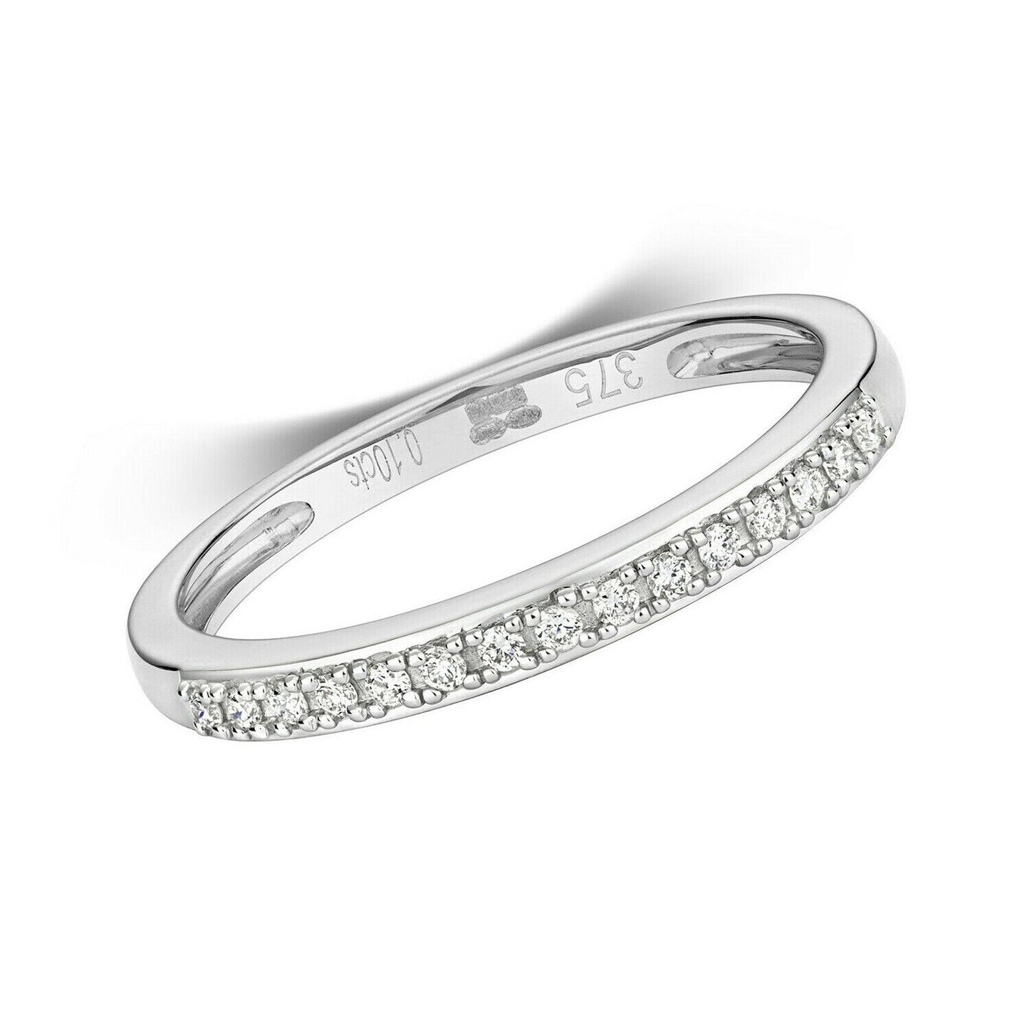 Real Diamond Eternity Ring Solid White Gold Claw Set Anniversary Band Size J - Q