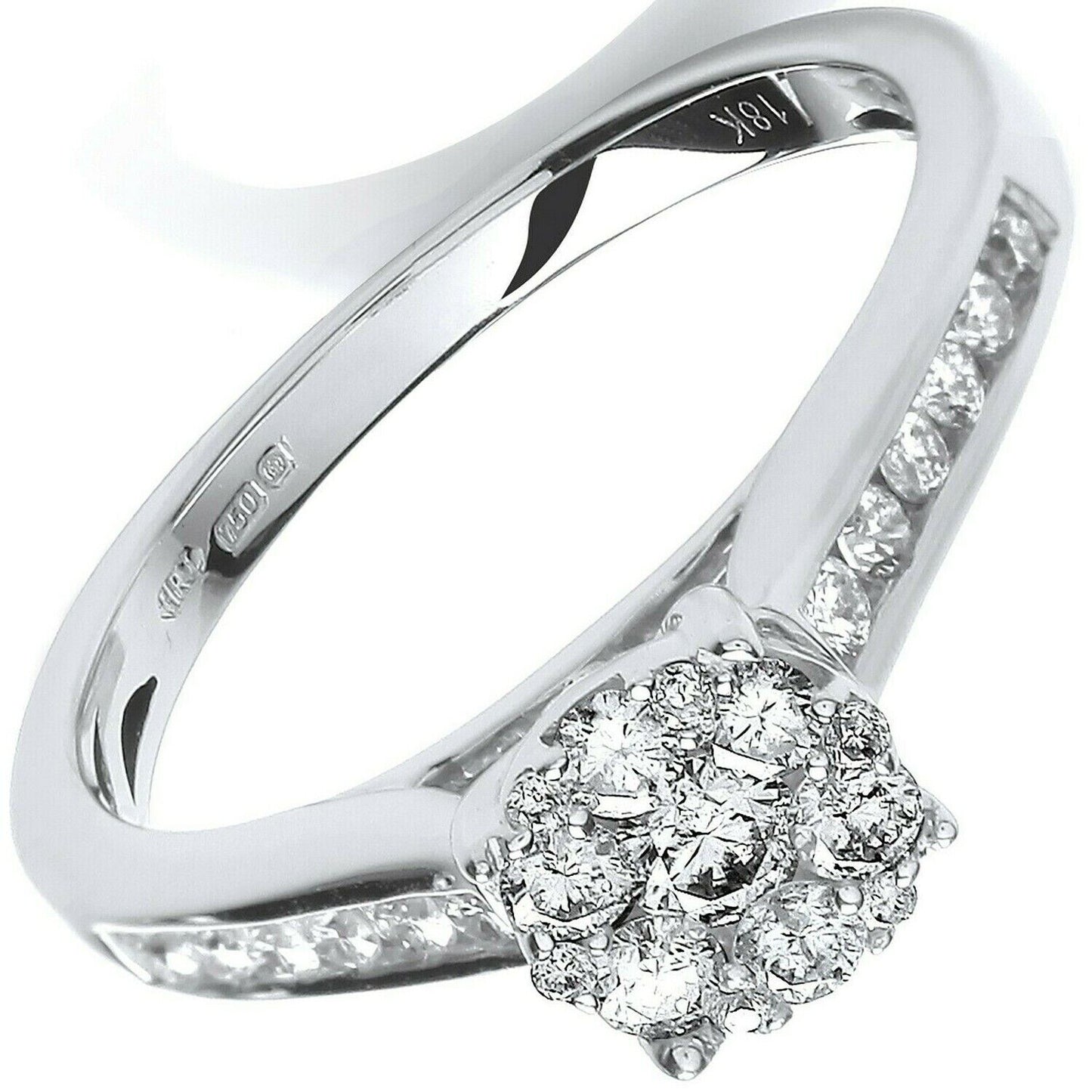 Real Diamond Ring 18ct White Gold 0.50 Carat Weight of Diamonds