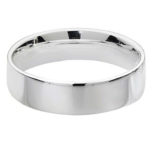 Sterling Silver Wedding Band Ring 5mm Wide Flat Court 925 Hallmark