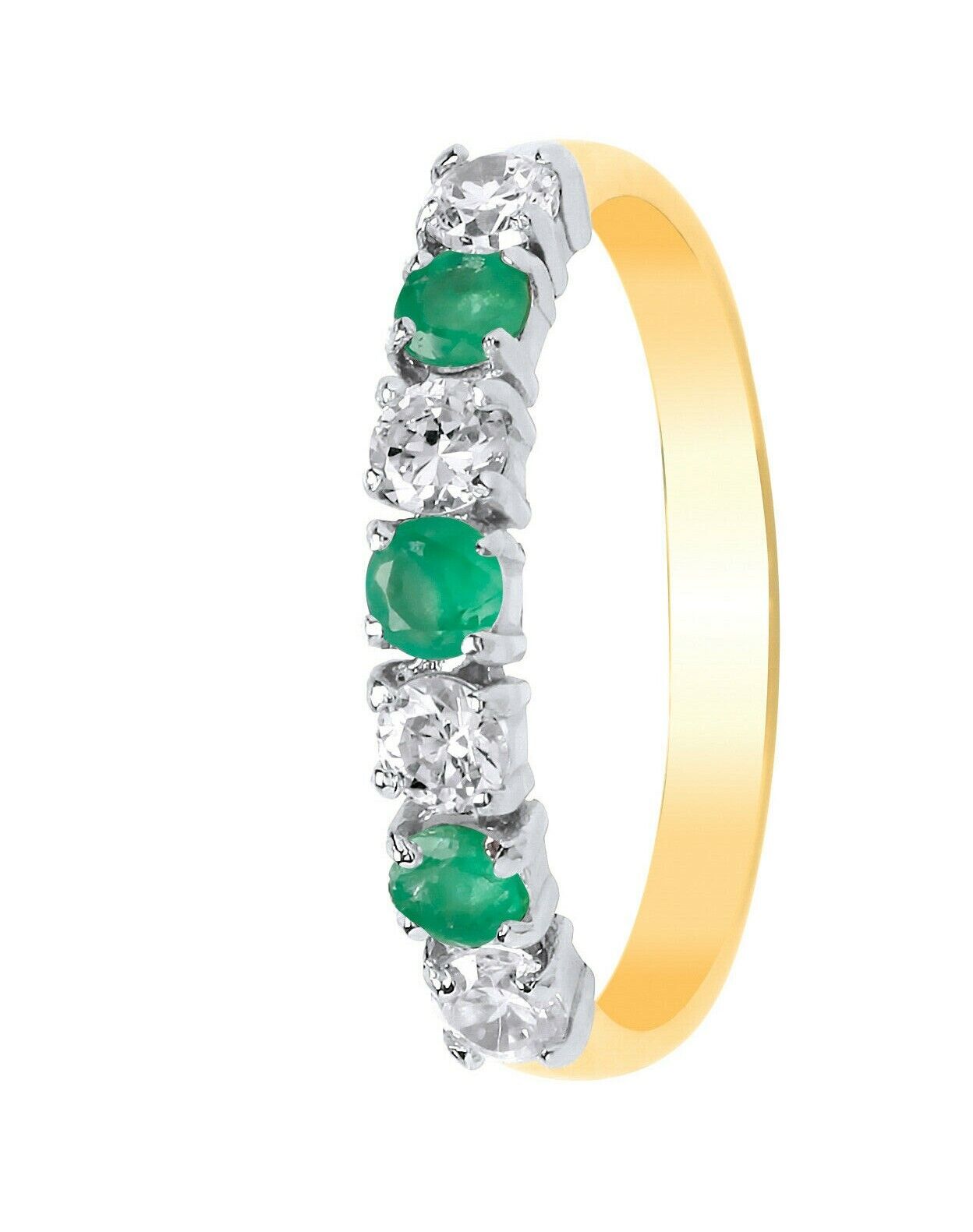 9ct Yellow Gold Emerald Eternity Ring Anniversary Band Fully Hallmarked