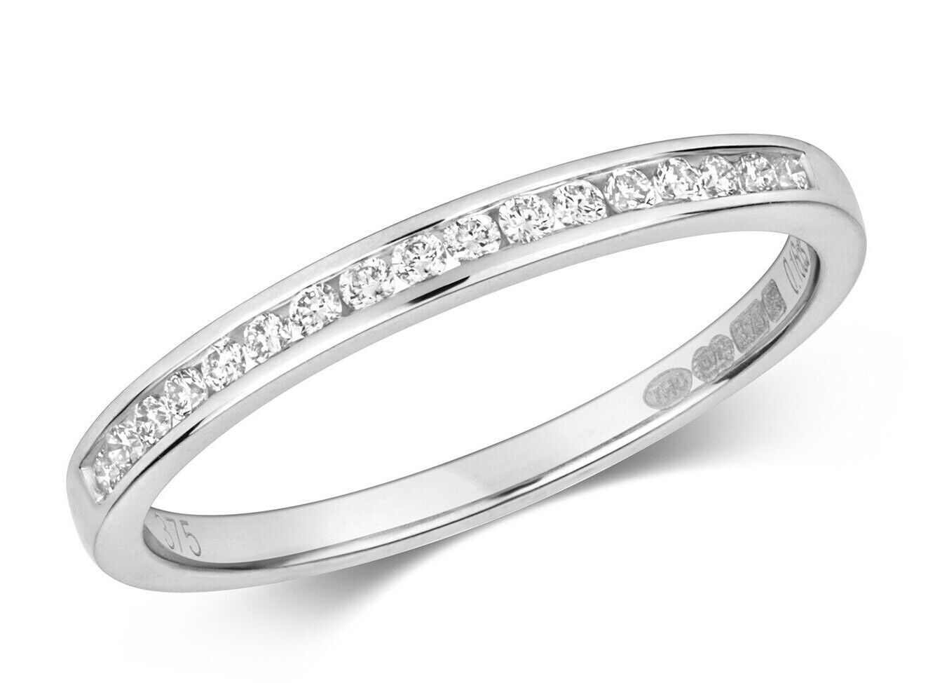9ct White Gold Real Diamond Eternity Ring 0.15ctw Anniversary Band Channel Set