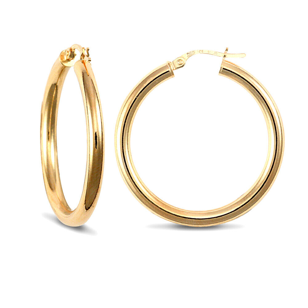 9ct Yellow Gold Hoop Style Earrings British Made Hallmarked 30mm
