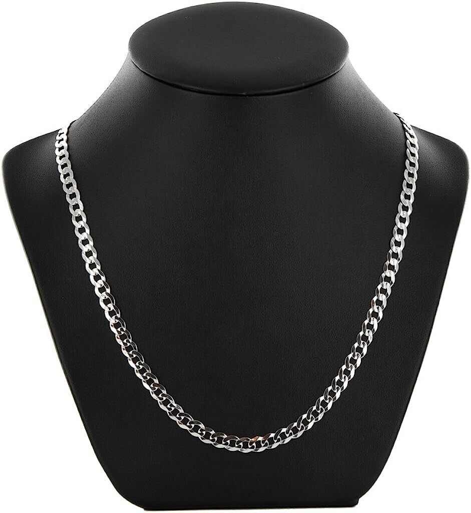 9ct White Gold Curb Chain 18" Mens Gents Hallmark British New