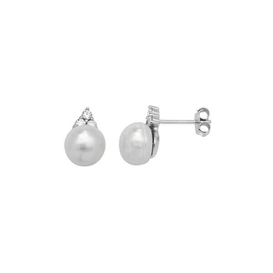 Sterling Silver Pearl Earrings Classic Stud Gemstone 925 Hallmark British Made