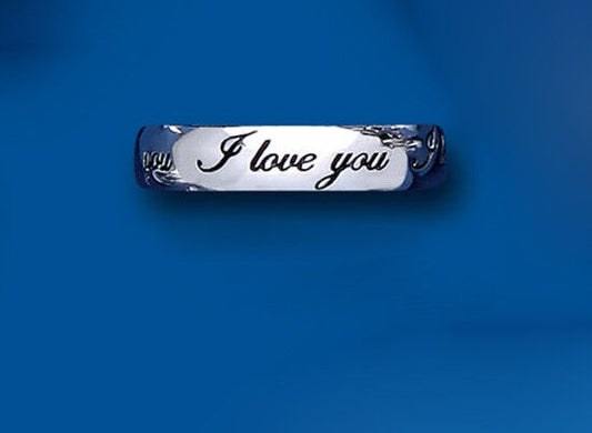 Wedding Band Ladies Solid Silver I Love You Band 925 Hallmark