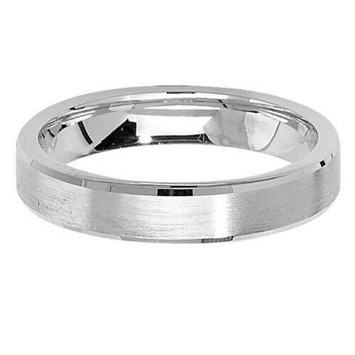 Sterling Silver Wedding Band Ring 4mm Wide Satin Finish 925 Hallmark