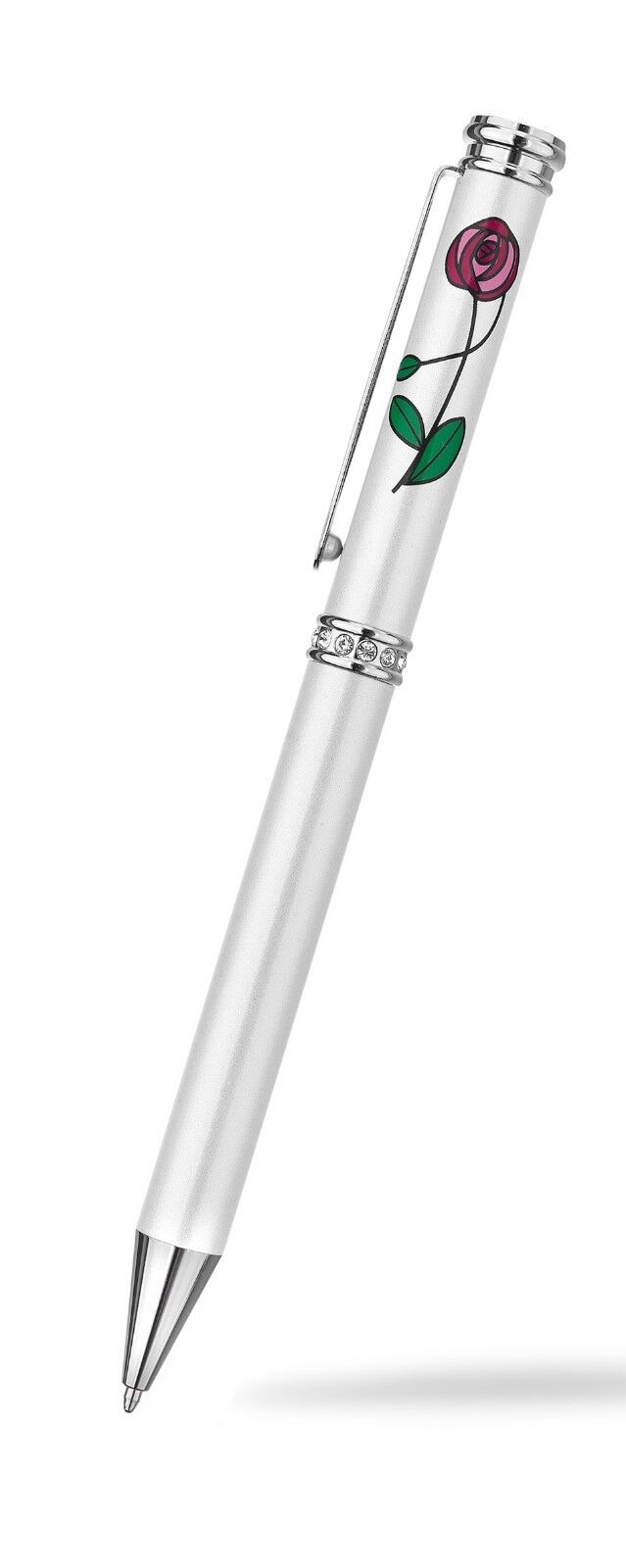 Ballpoint Pen Silver Plate Mackintosh Austrian Crystal Designer Luxurious Box