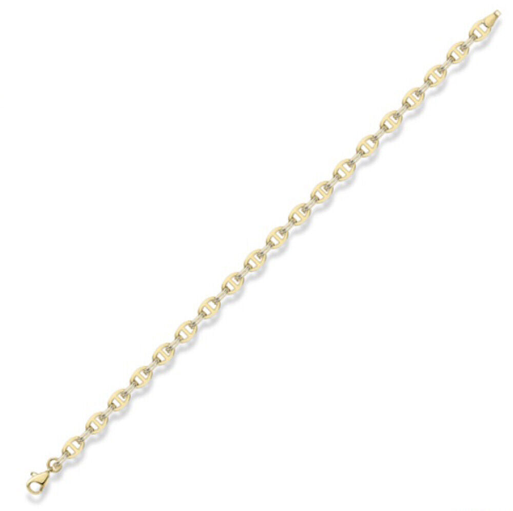 Anchor Belcher Chain Bracelet 9 Carat Yellow Gold Hallmark British Made Ladies