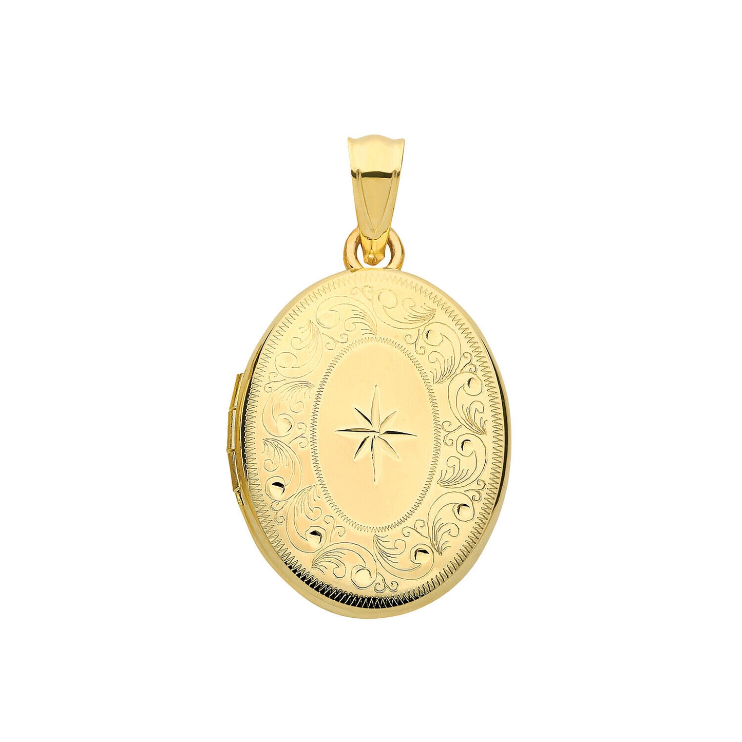 Yellow Gold Locket Oval Patterned Solid 9 Carat Hallmarked British Made