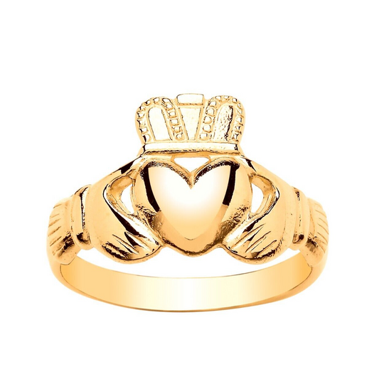 Ladies Claddagh Ring Solid 9ct Yellow Gold Love Friendship Fully Hallmarked