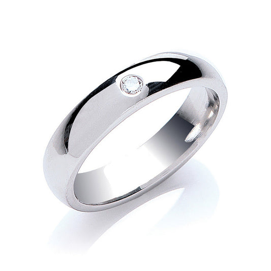 Diamond 5mm Court Wedding Band Brilliant Cut Solitaire 0.10ctw White Gold