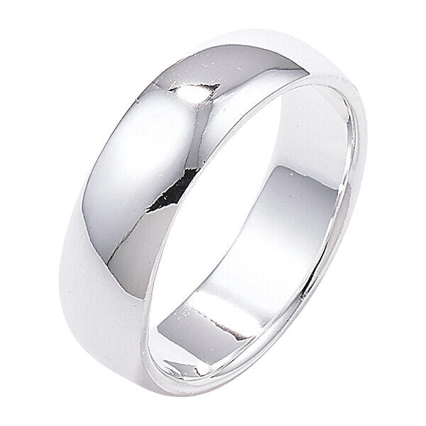 5mm Wedding Ring Sterling Silver Rhodium Plated 925 hallmark Sizes J-R