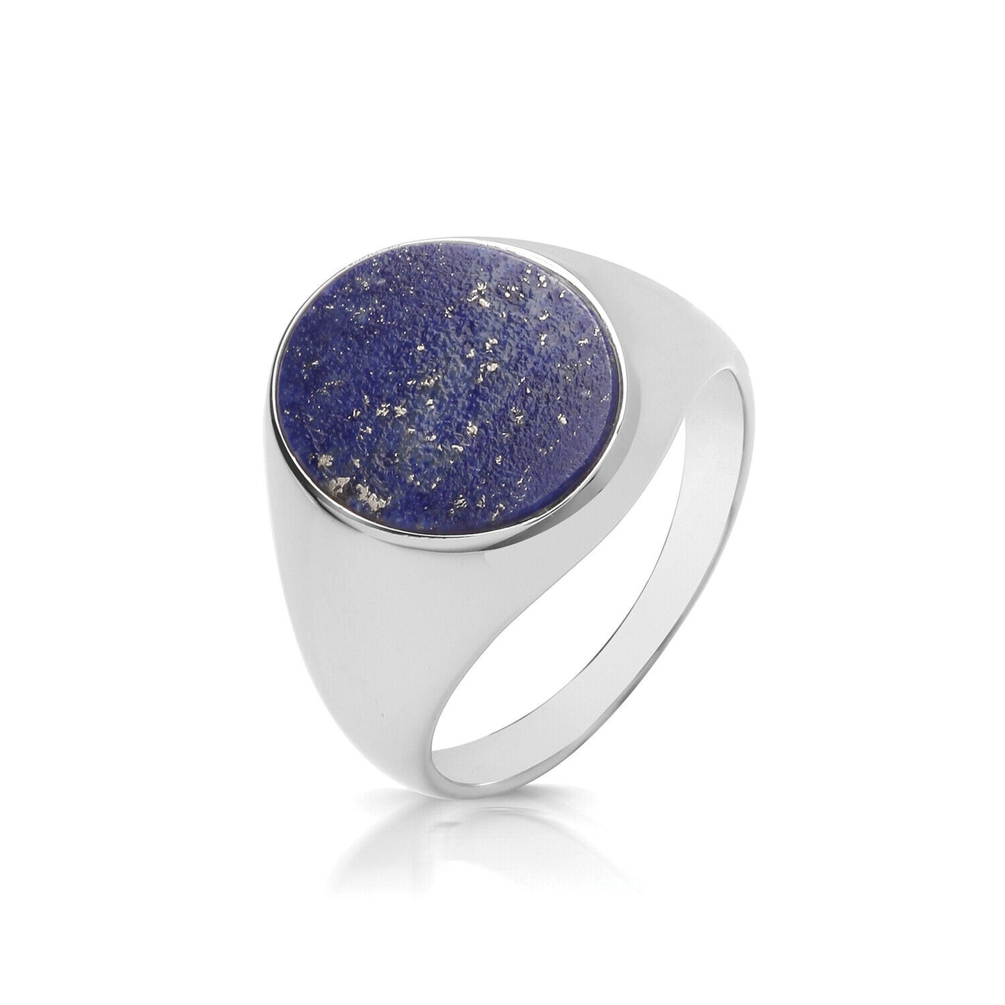 Men's Lapis Oval Signet Ring Gents Solid Sterling Silver Engagement size R - Z