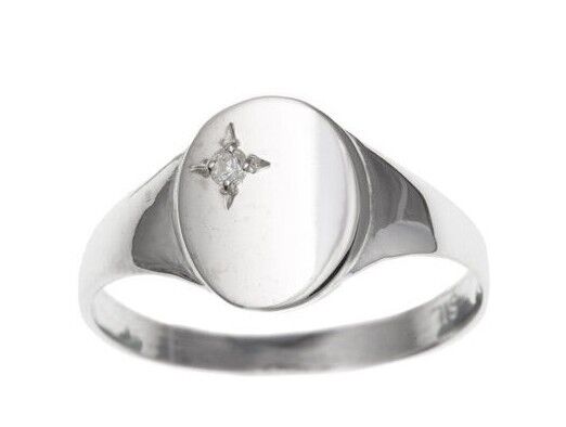Silver Signet Ring Ladies Signet Ring Oval Signet Ring With Stone