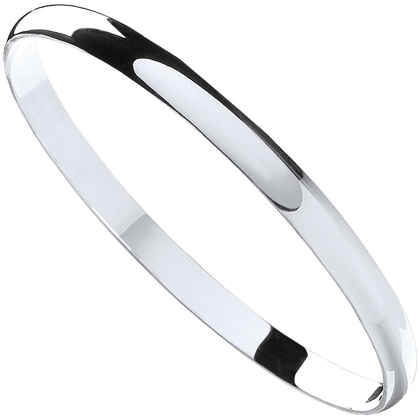 Solid Sterling Silver 6mm D - Shaped Slave Bangle