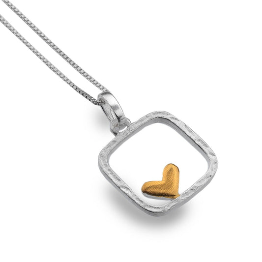 Sterling Silver Heart Pendant Gold Plated 925 Hallmarked All Chain Lengths
