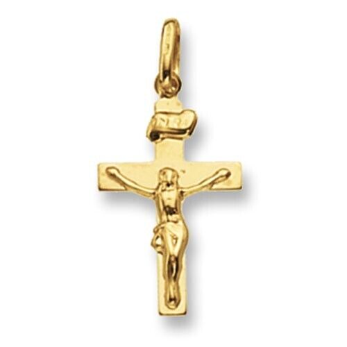 9ct Yellow Gold Crucifix Cross Pendant Small 23 x 13mm Christening Communion