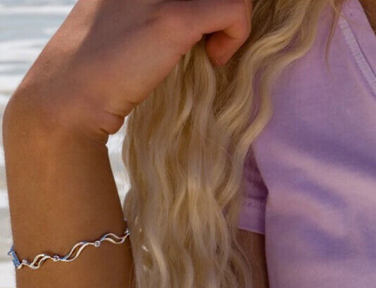 Silver Ocean Waves Bracelet Solid Sterling Silver Hallmarked Luxury Box