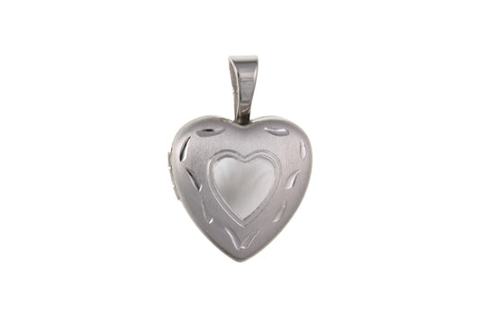 Small Patterned Heart Locket Solid Sterling Silver 925 Hallmark 12mm