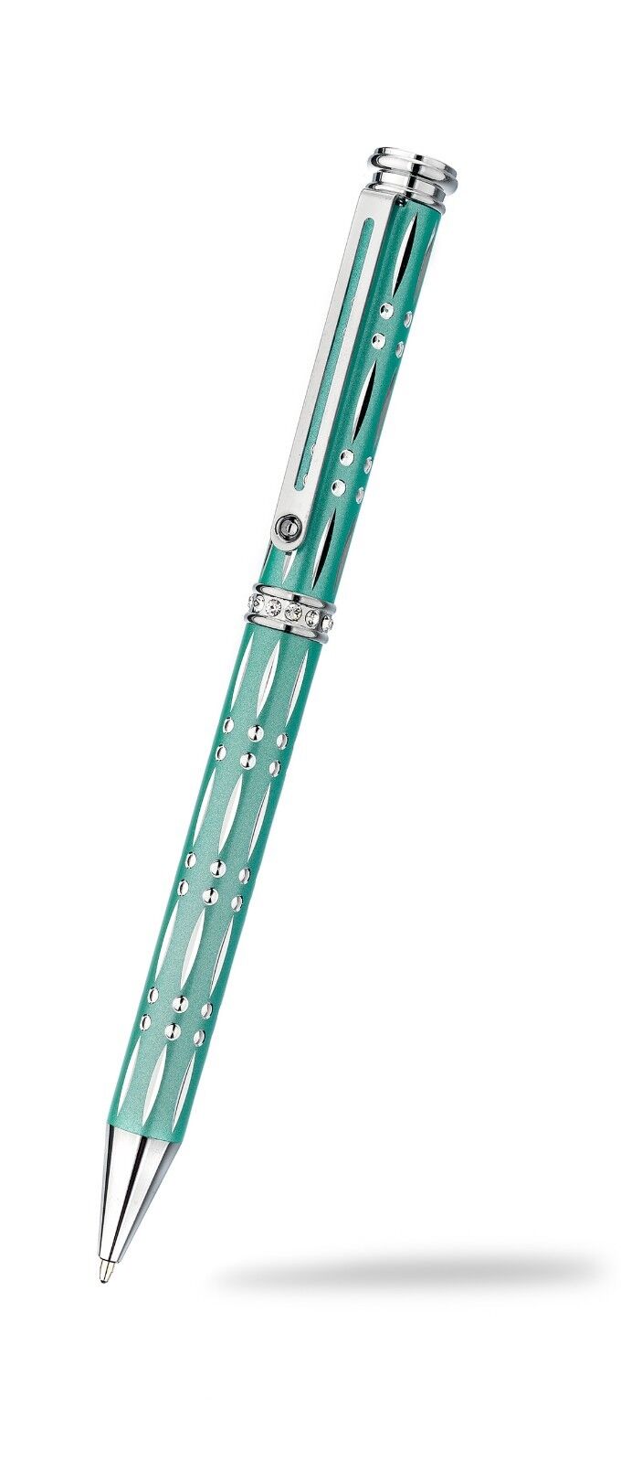 Ballpoint Pen Crystal Silver Plate Diamond Cut Luxurious Packaging All Colours
