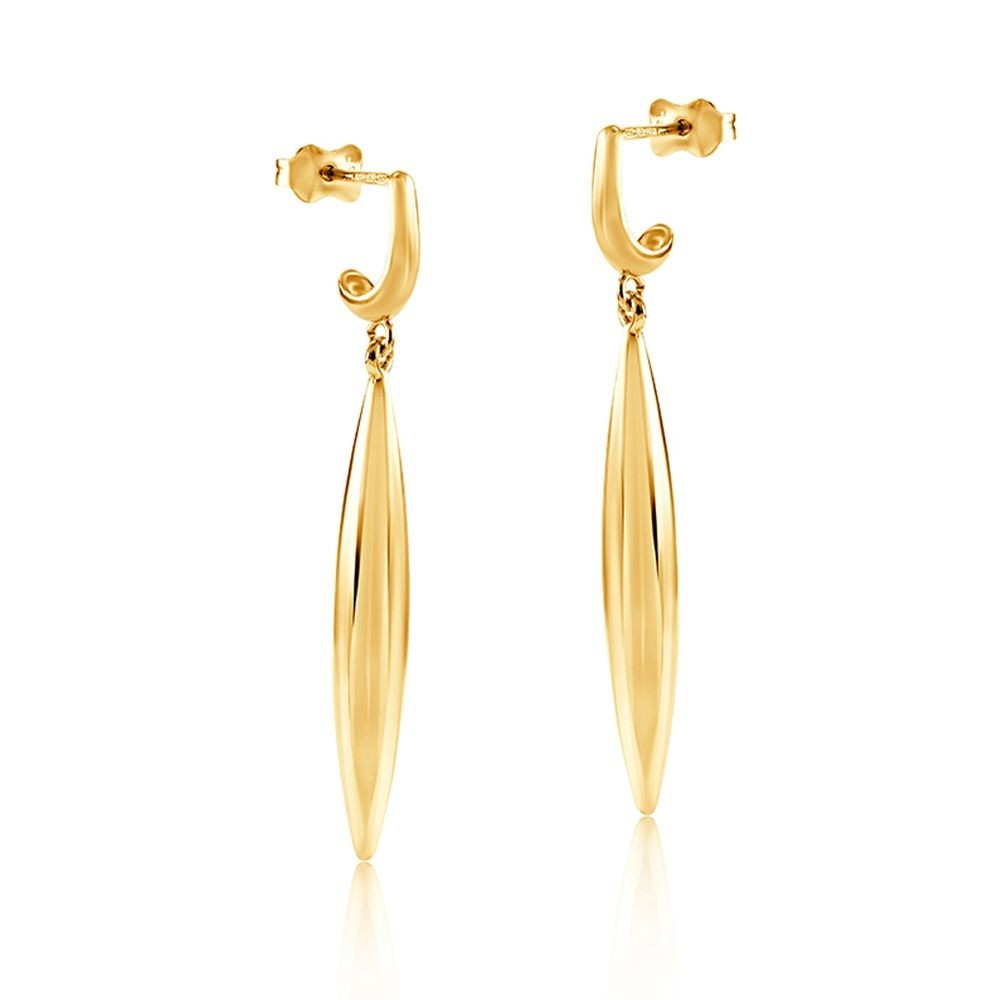 Modern Drop Earrings 9ct Yellow Gold 48mm Drops Hallmarked