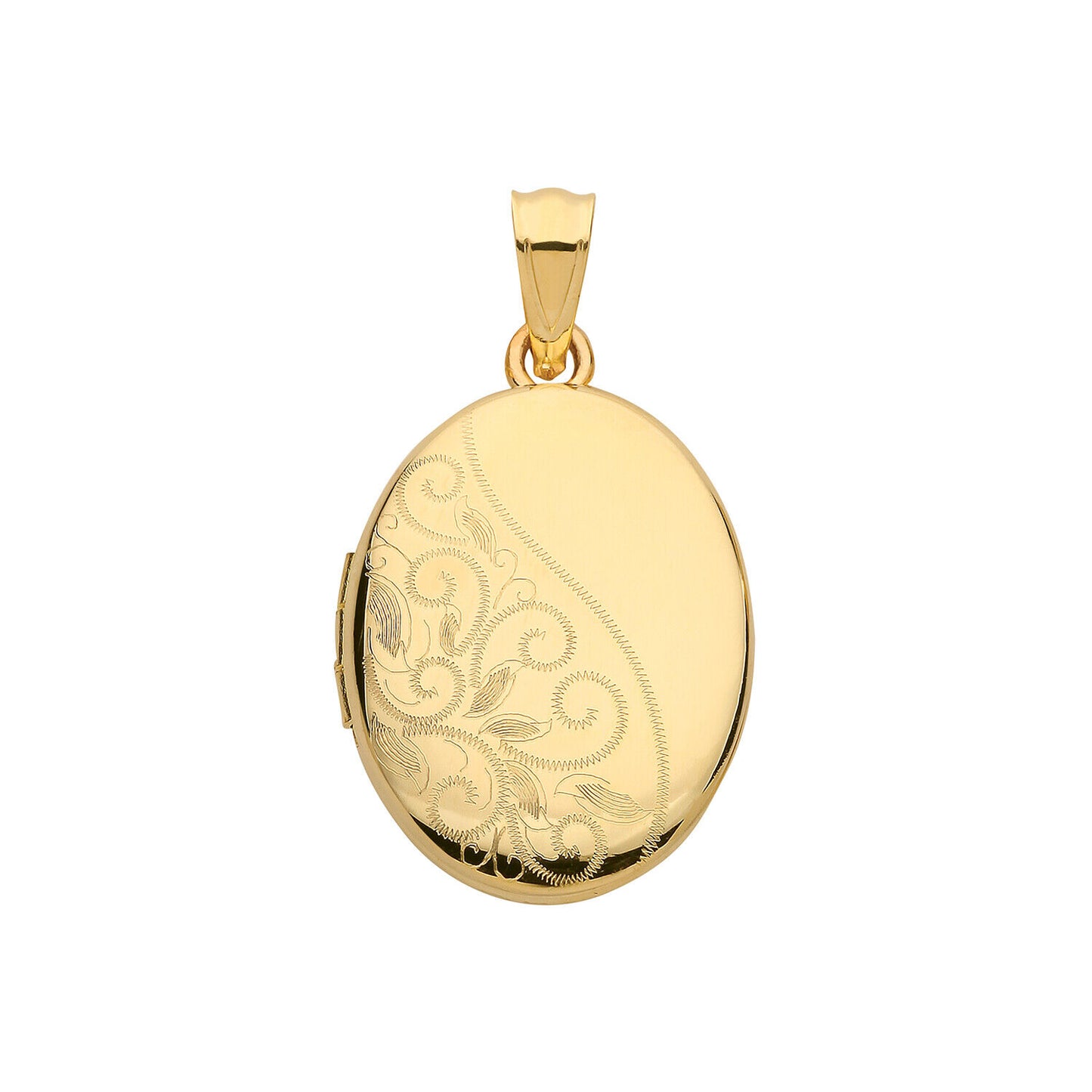 Yellow Gold Oval Locket Part Patterned Solid 9 Carat Hallmarked British Made