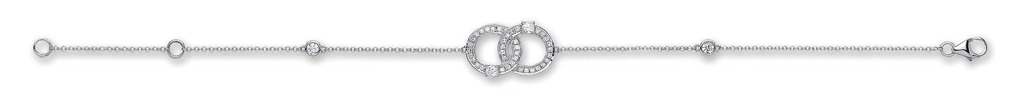 9ct White Gold 0.17ct Diamond Bracelet Interlinked Circles Made in London