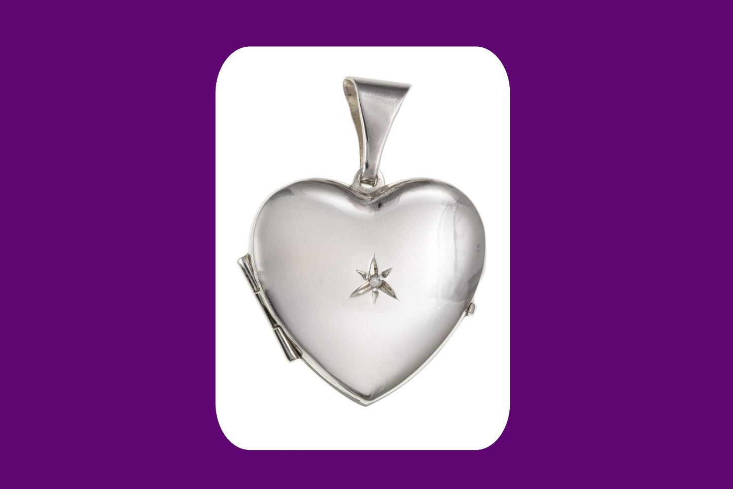Real Diamond Heart Locket Solid Sterling Silver 925 Hallmark 20mm