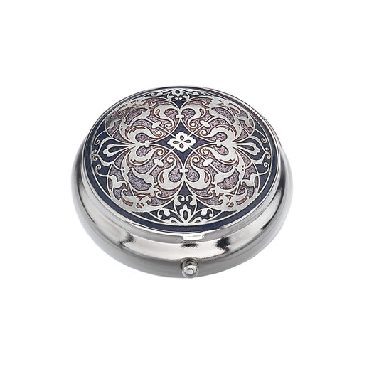 Pillbox Silver Plated Arabesque Design Purple Brand New and Boxed