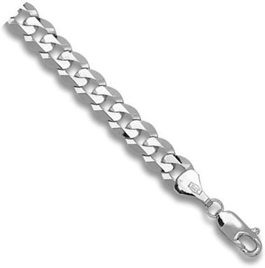 9ct White Gold Curb Chain 18" Mens Gents Hallmark British New