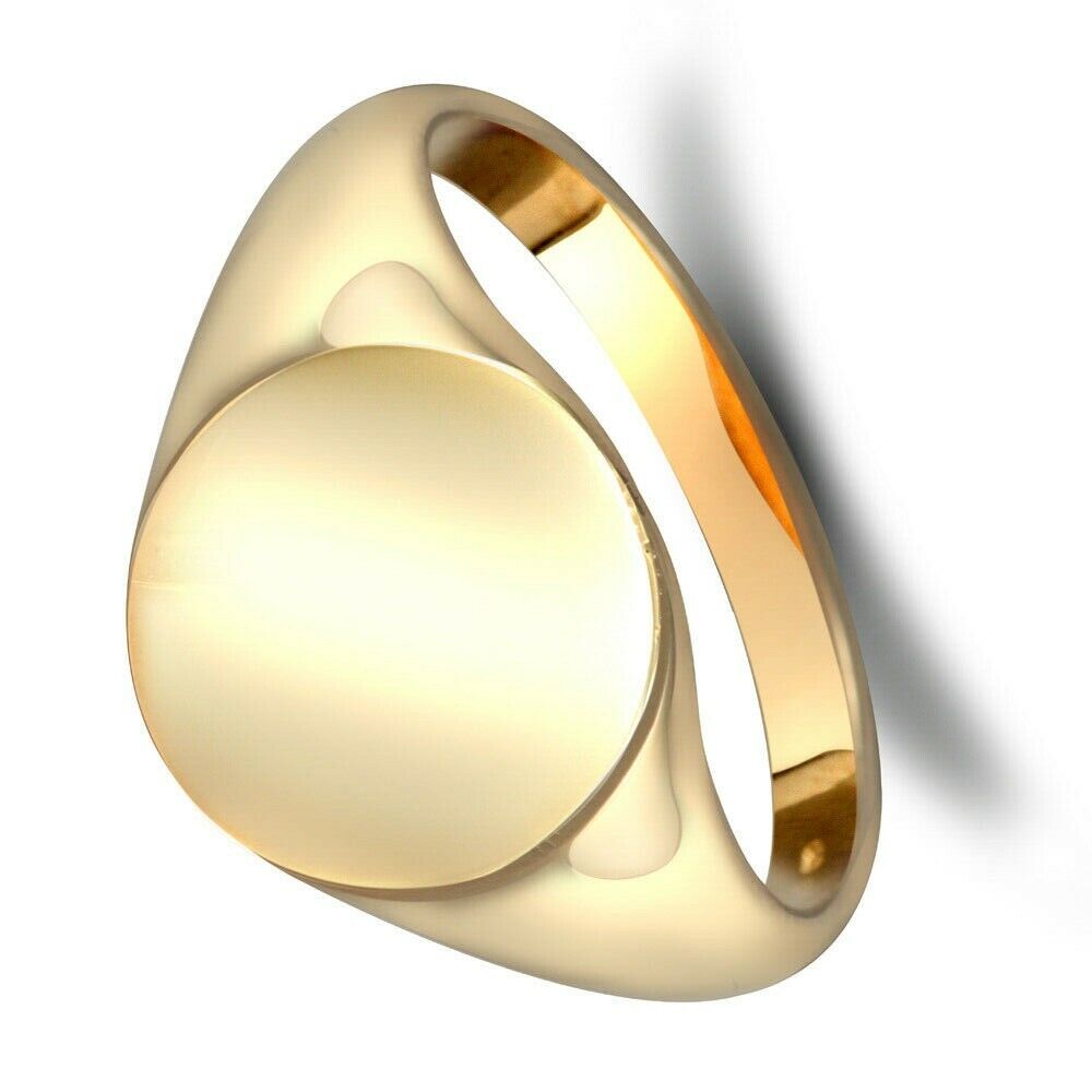 9ct Yellow Gold Gents Oval Signet Ring Hallmarked Medium Weight