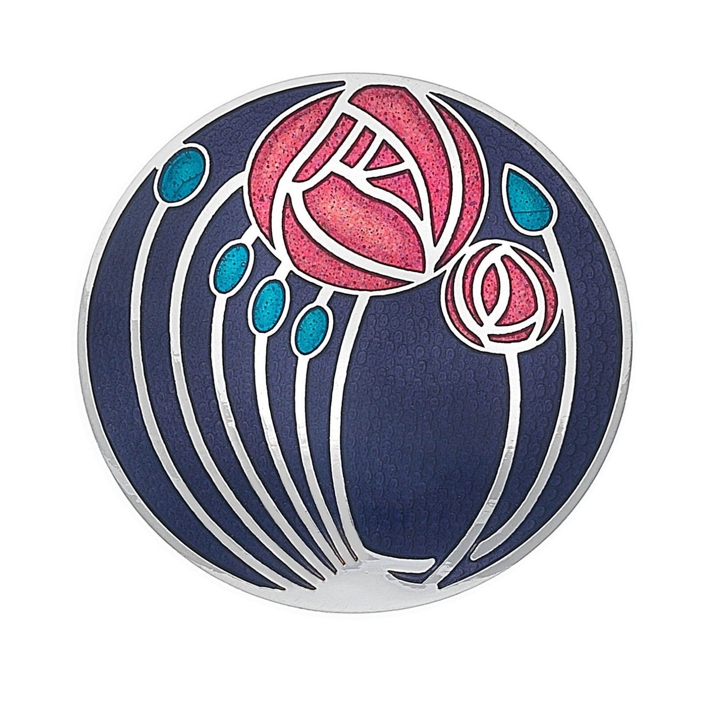 Mackintosh Brooch Roses and Buds Silver Purple Plated Brand New Gift Packaging