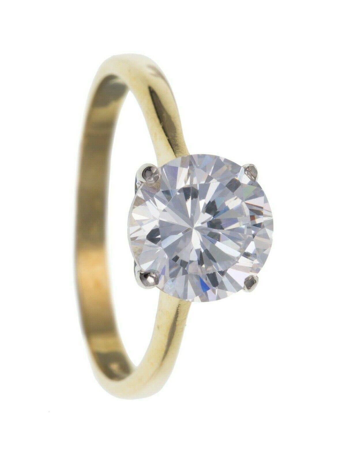Yellow Gold Solitaire Engagement Ring 2 Carat White Topaz Hallmarked British