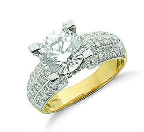 Solitaire Engagement Ring Yellow Gold Ladies Dress Ring Cocktail Ring Hallmarked