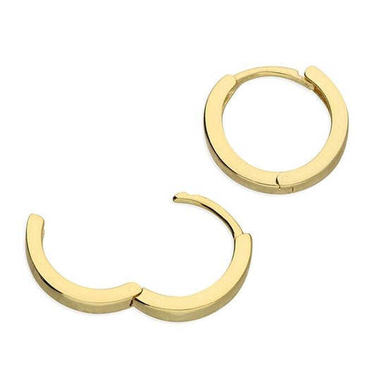 Men's Hoop Earring 12mm Gold Plated Huggie Hoop Single Earring Solid 925 Silver