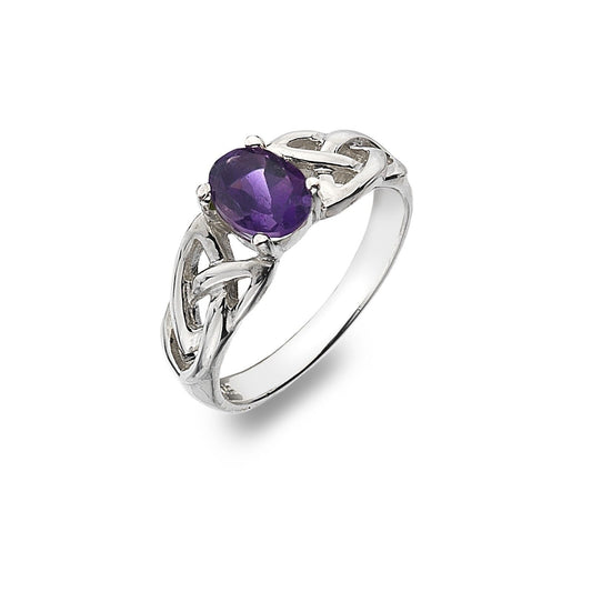 Amethyst Celtic Knot Ring Sterling Silver 925 Hallmark Size J - Q Brand New Gift