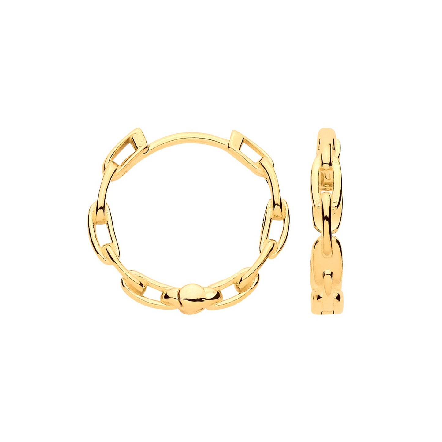 Yellow Gold Huggie Hoop Earrings Paper Clip Design Huggies Hallmarked