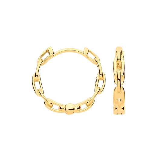 Yellow Gold Huggie Hoop Earrings Paper Clip Design Huggies Hallmarked