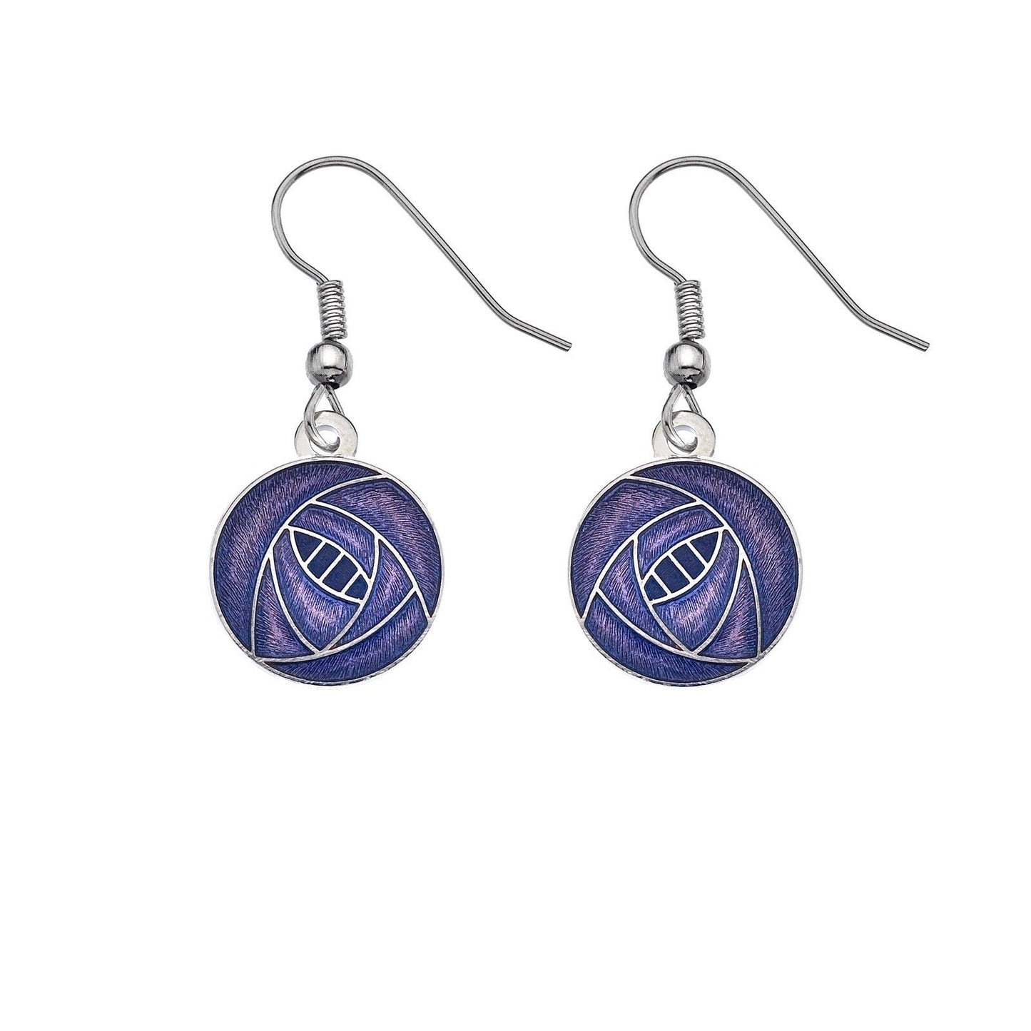 Mackintosh Rose Round Earrings Drop Silver Plated Branded Packaging