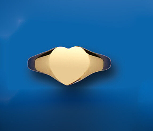 Ladies Heart Signet Ring Solid 9ct Yellow Gold Fully Hallmarked