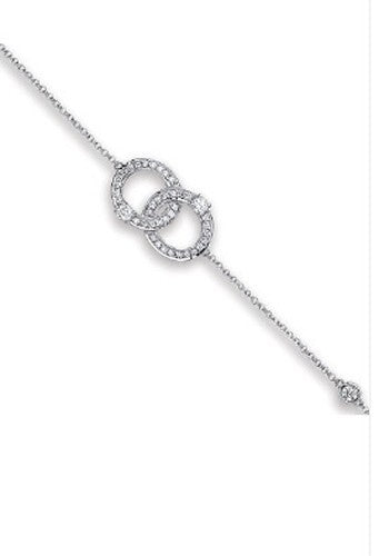 9ct White Gold 0.17ct Diamond Bracelet Interlinked Circles Made in London