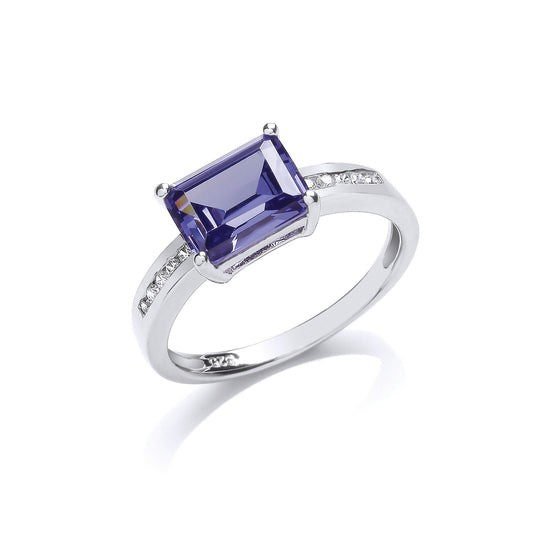 Tanzanite Solitaire Ring Solid Sterling Silver 925 Hallmark Platinum Plated