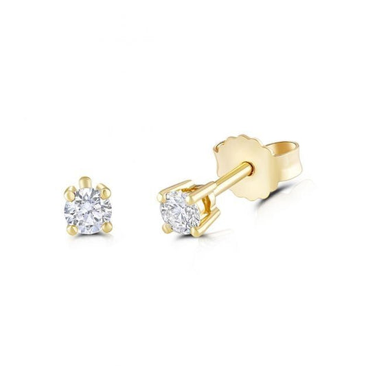 18ct Yellow Gold 0.25ct Claw Set Diamond Stud Earrings Made in London Hallmarked