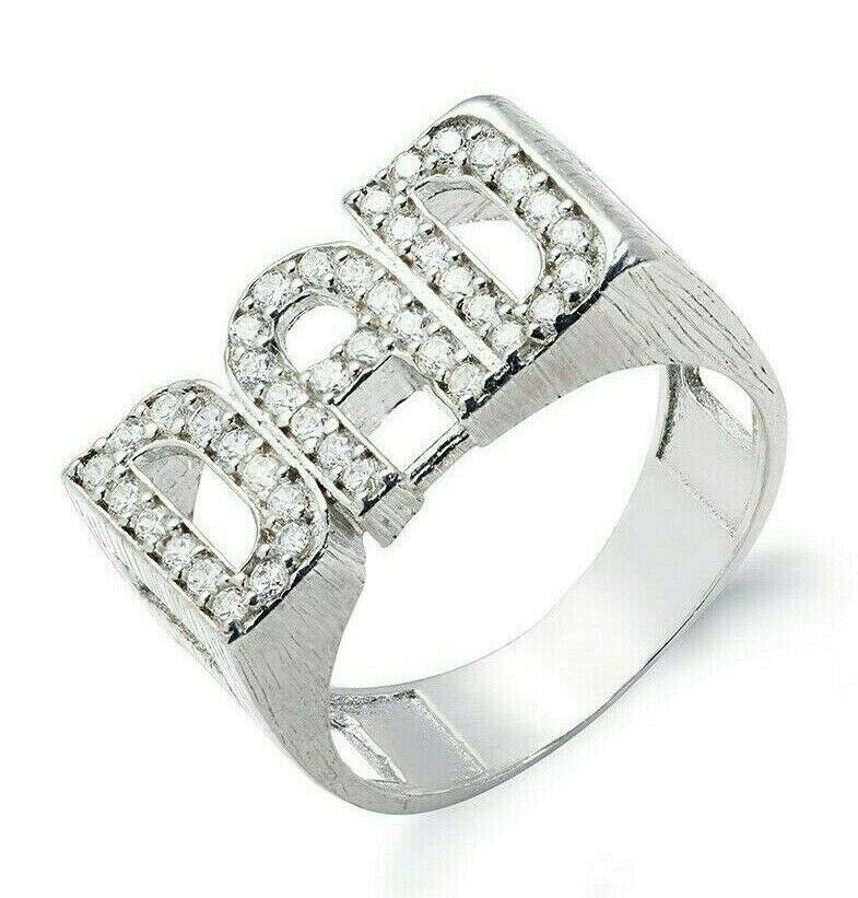 Sterling Silver DAD Ring 925 Hallmark Gemstone British Made Fathers Day