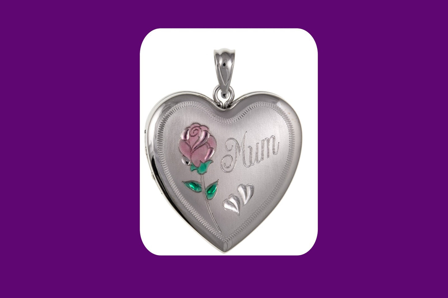 Mum Rose Heart Family Locket 4 Photo Solid Sterling Silver 925 Hallmarked 24mm