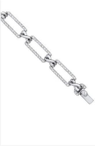 9ct White Gold 1.13ct Bracelet Rectangular Link Infinity Made in London