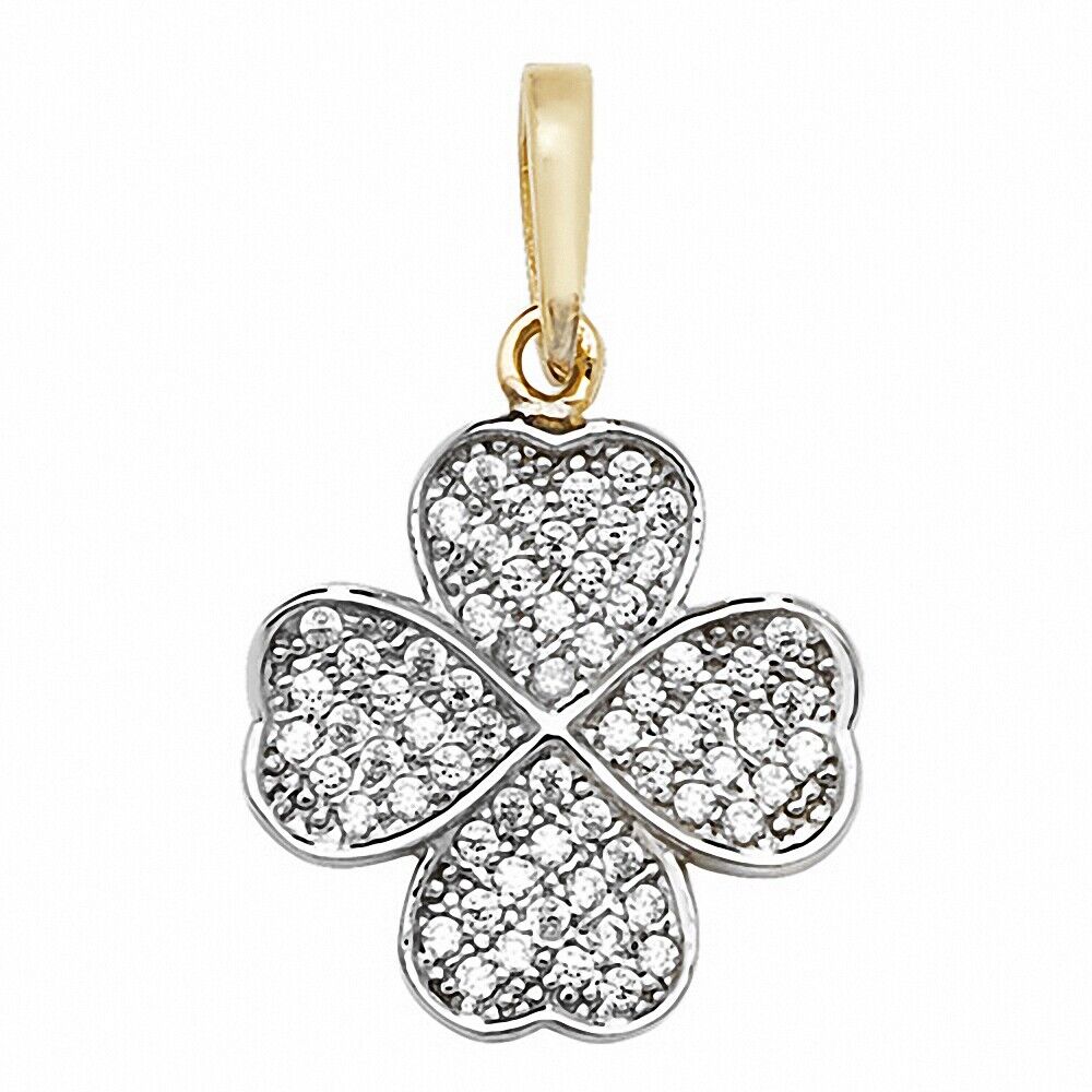 Four Leaf Clover Pendant Yellow Gold 26mm x 16mm British Made